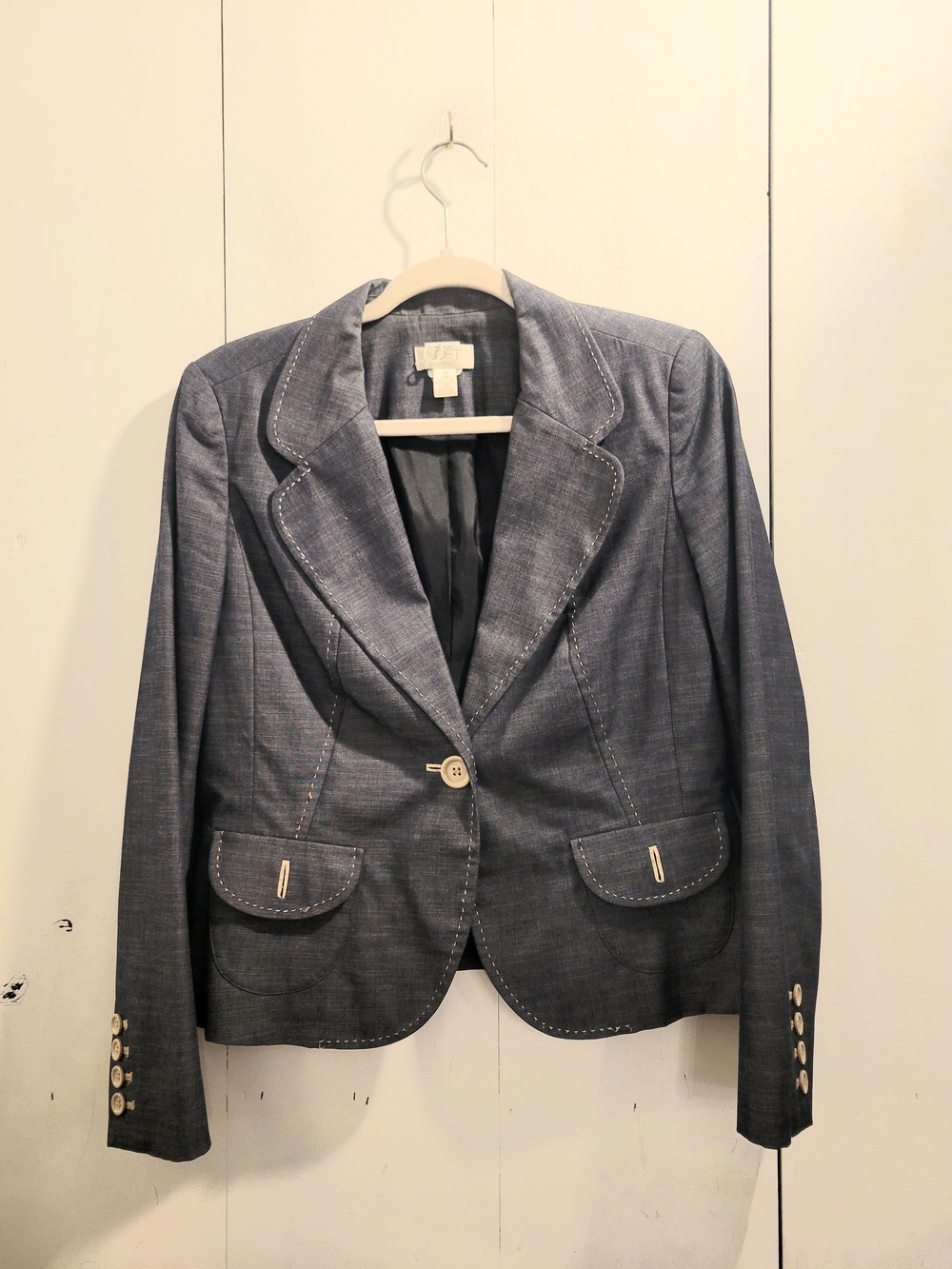 LOFT Women's Single-Button Blazer in Denim Sz10P